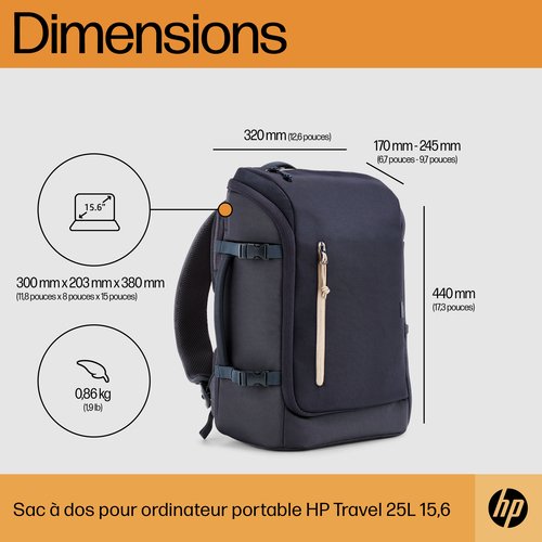 HP Travel 25L 15.6 IGRLaptop Bckpck - Achat / Vente sur grosbill.com - 3