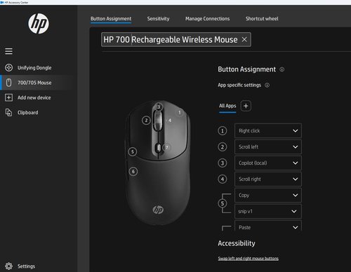 HP 700 Rechargeable Wireless Mouse EMEA- - Achat / Vente sur grosbill.com - 6
