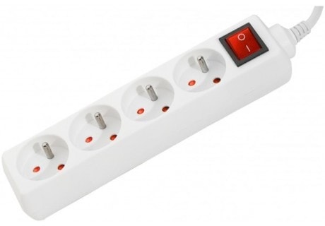  Multiprises Blanche 4 prises + interrupteur - 1,50m