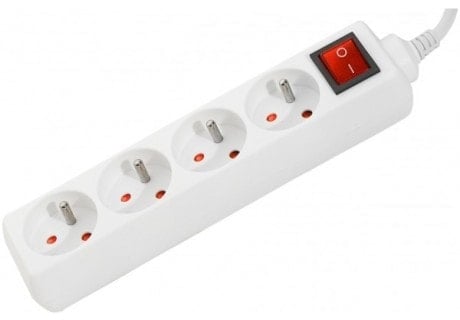 Grosbill  Multiprises Blanche 4 prises + interrupteur - 1,50m (808553) - Achat / Vente Parasurtenseurs - Multiprises sur grosbill.com - 0