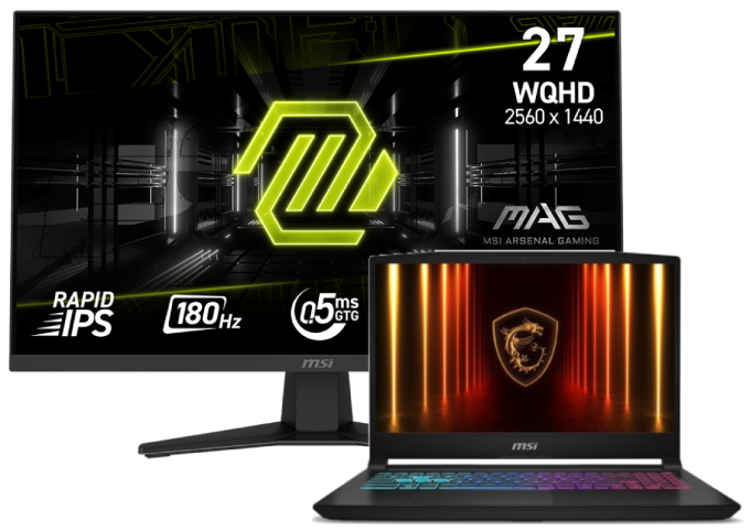 PC portable MSI Katana 15 HX - 15.6" FHD i7-14650HX RTX 5070 16Go 512G W11 + Ecran 27" QHD 180Hz Grosbill