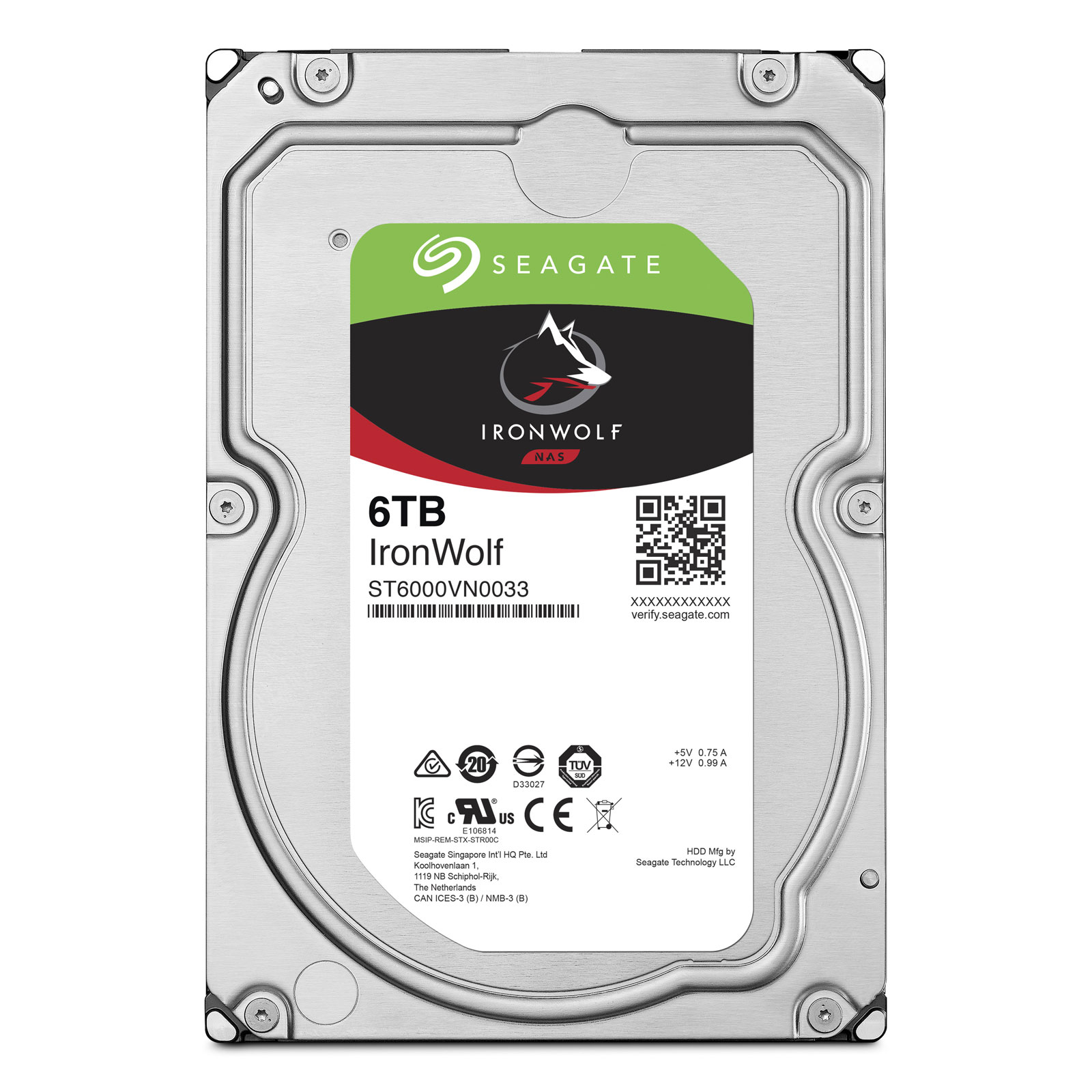 Seagate 6To SATA III 256Mo IronWolf ST6000VN0033 - Disque dur 3.5" interne - 0