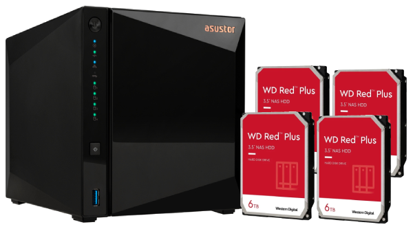 Asustor AS3304T v2 - 4 baies avec 4 disques de 6T RED Plus - Serveur NAS - 0