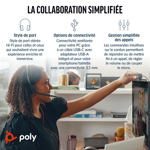 POLY BW 3225 USB-C HS +3.5MMP - Achat / Vente sur grosbill.com - 1
