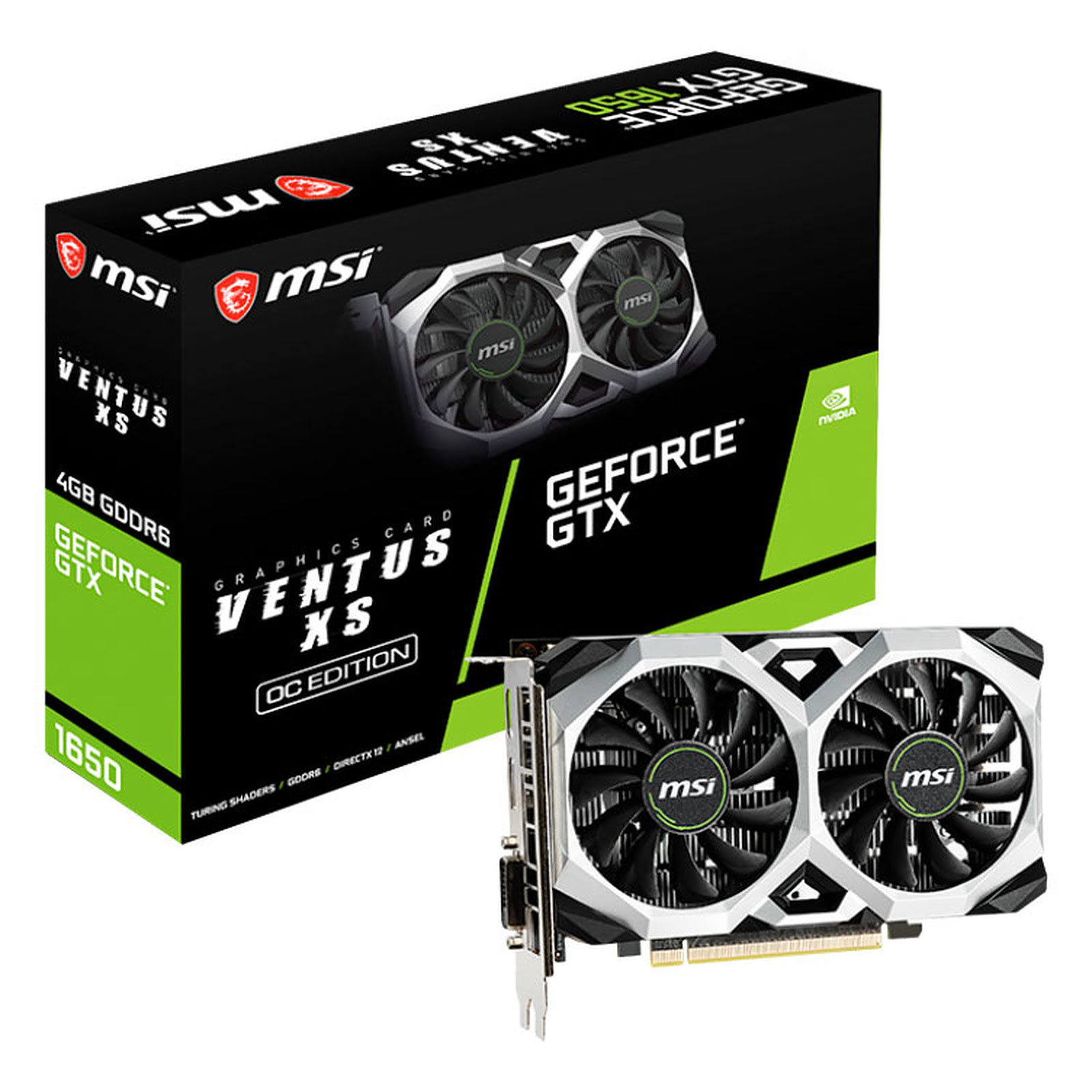 MSI GTX 1650 D6 VENTUS XS OC -GTX1650/4G/DVI/HDMI/DP - Carte graphique - 0