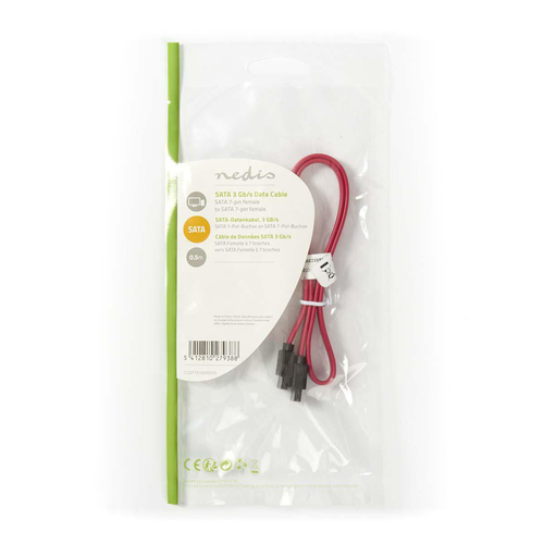 Câble SATA 6GB à verrou - Rouge - 0,5m  - Connectique PC - 2