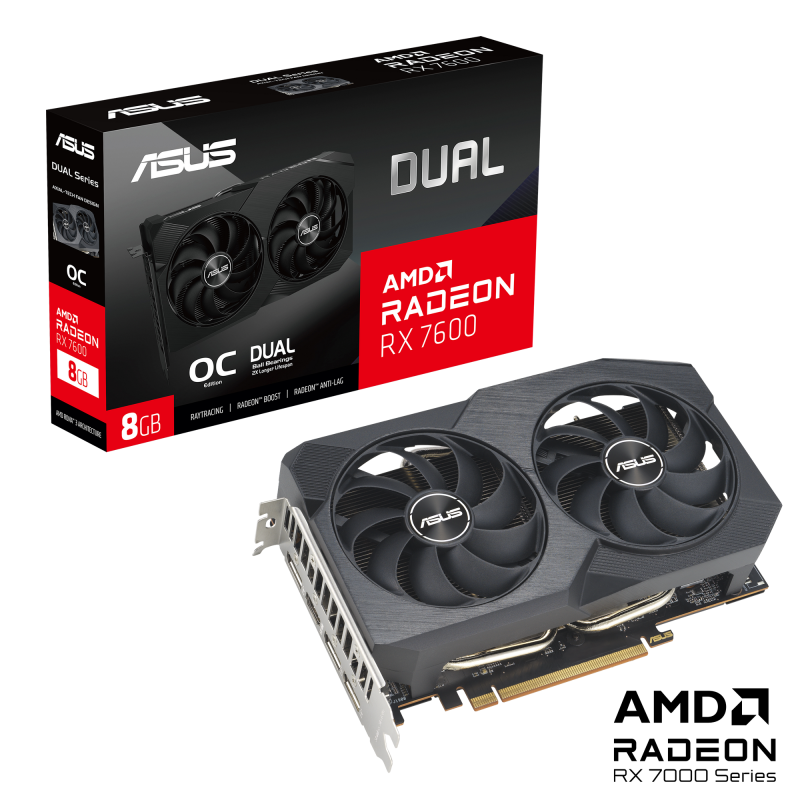 Asus DUAL-RX7600-O8G-V2  - Carte graphique Asus - grosbill.com - 0