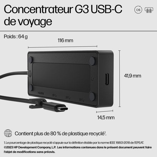 HP USB-C TRAVEL HUB G3 - Achat / Vente sur grosbill.com - 4