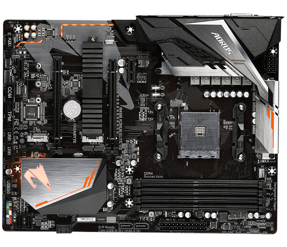 Gigabyte B450 AORUS Elite V2 ATX  - Carte mère Gigabyte - 1