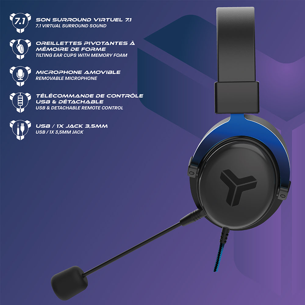ELYTE HY-500 7.1 USB Gaming 7.1 Surround Bleu - Micro-casque - 4