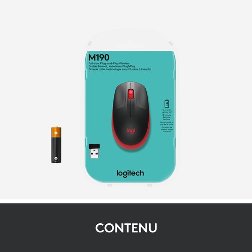 Logitech M190 Noir/Rouge - Souris PC Logitech - grosbill.com - 8