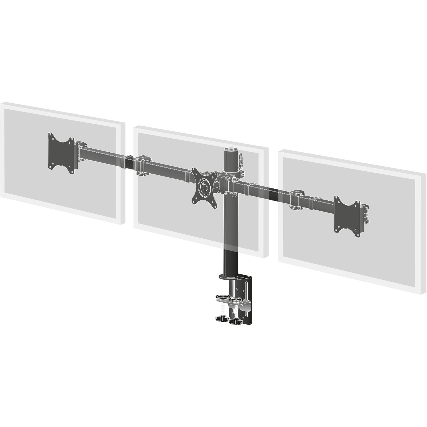 Support de bureau à pincer 3 écrans - 10" 27" - Accessoire écran - 2