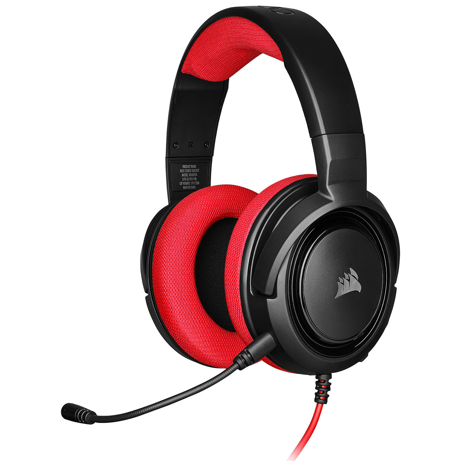 Corsair HS35 Red Stereo Noir - Micro-casque - grosbill.com - 0