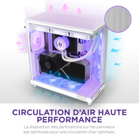 NZXT H6 Flow RGB Blanc Blanc - Boîtier PC NZXT - grosbill.com - 12