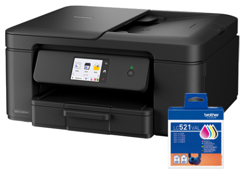 Imprimante multifonction Brother DCP-J1460DW 3 en 1 + Cartouches LC521 4 couleurs - 0