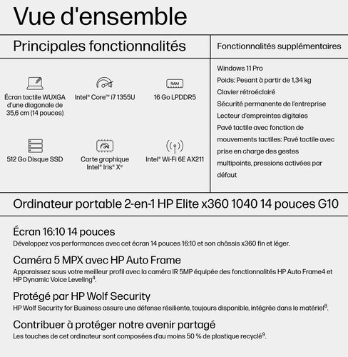 HP EX3601040G10 I7-1355U 14 - Achat / Vente sur grosbill.com - 12