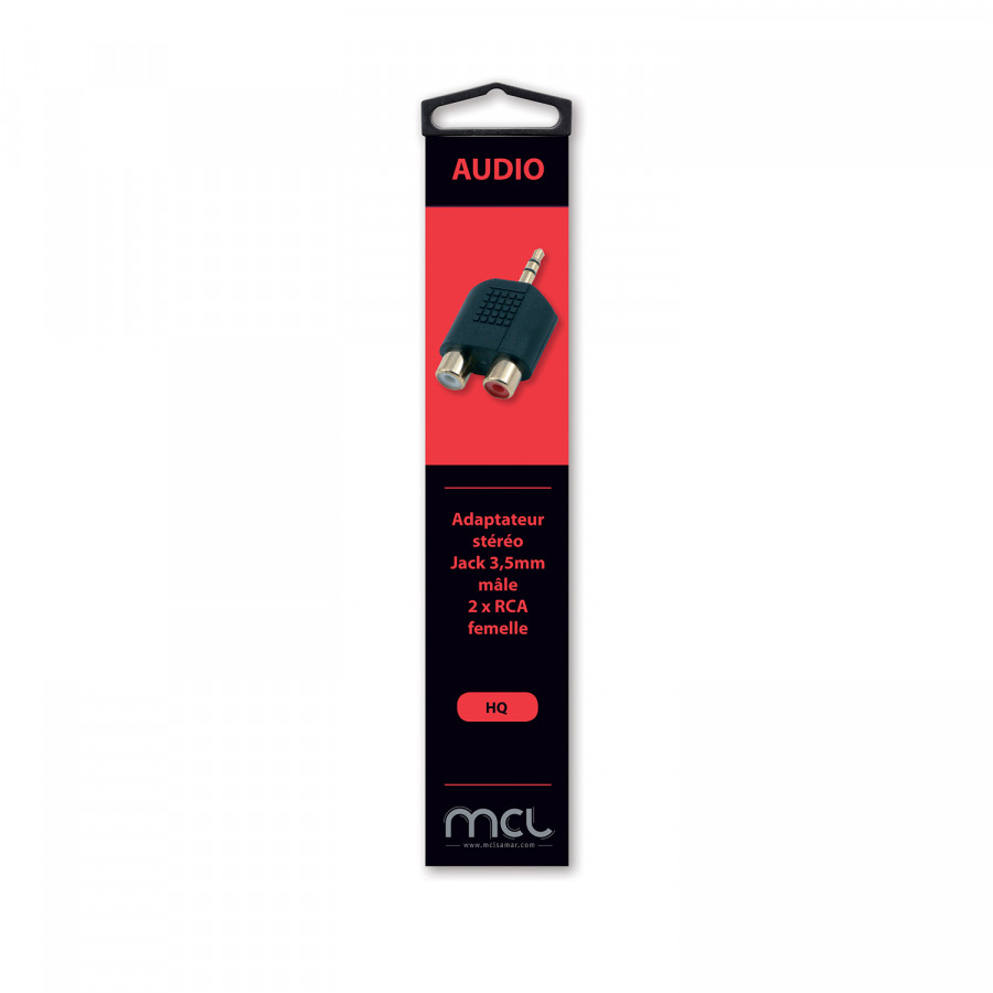 Adaptateur Jack 3.5mm/2xRCA mâle/femelle - Noir# - 0