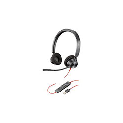 POLY Blackwire 3320 Casque Avec fil Arceau Bureau Centre d appels USB Type A Black Red