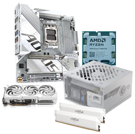 9070 Pure + 9800X3D + B850M W + 2x16Go W + 750W W - grosbill.com - 0