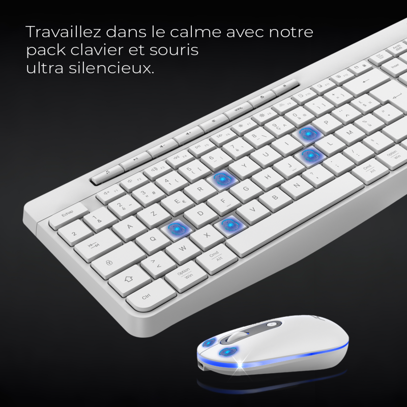Advance R-TYPE Combo Blanc Sansfil/RGB/Batt./IPX4/WinMac - Pack Clavier/Souris - 3