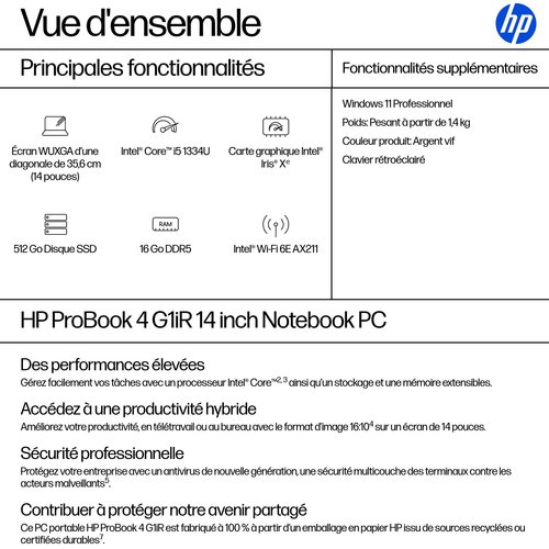 PROBOOK 4 G1 I5-1334U - Achat / Vente sur grosbill.com - 3