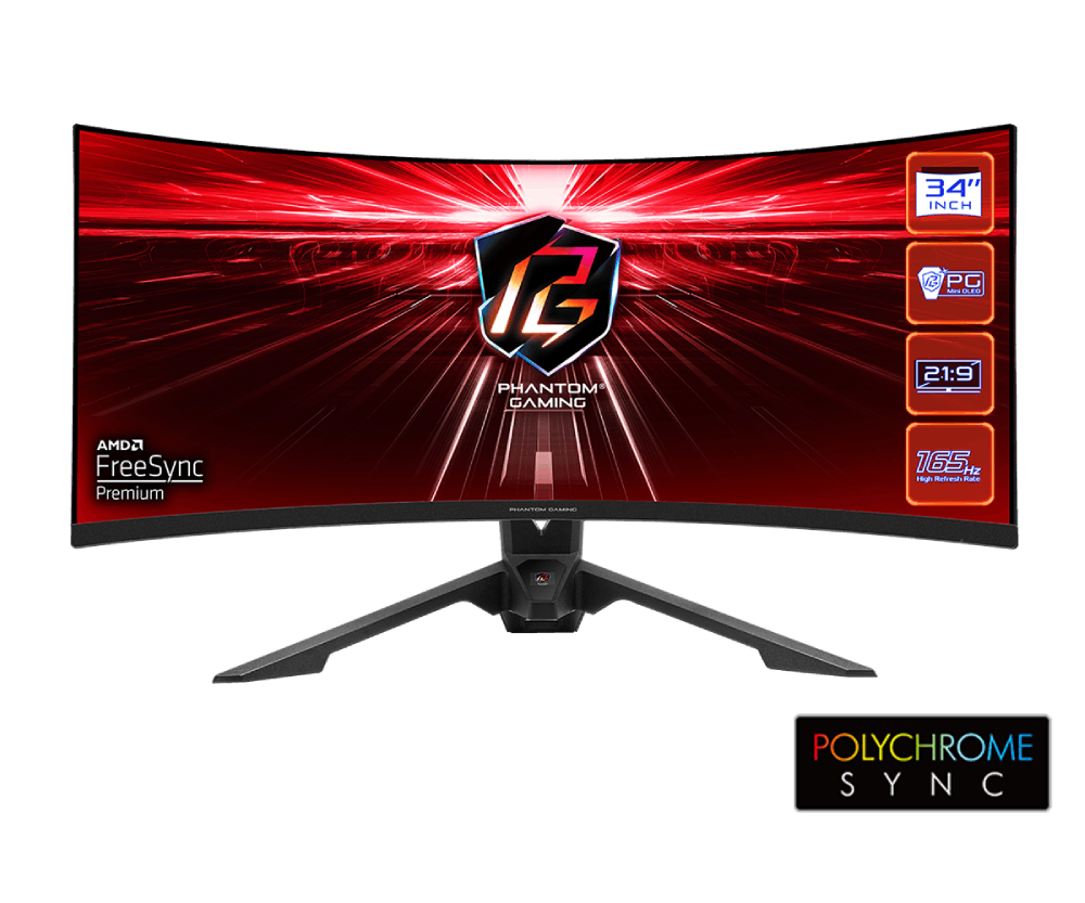 ASRock 34 CURVE UWQHD/165Hz/VA/1ms/Ant'N WIFI/RGB/FSPrem
