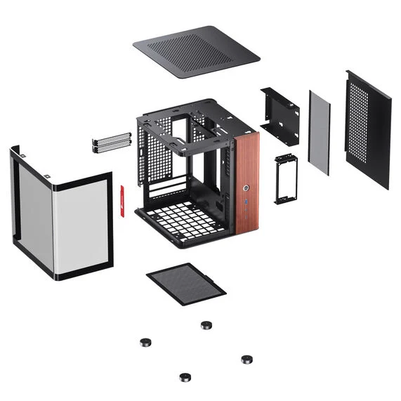 Jonsbo TK-0 TG Black/Wood Noir - Boîtier PC Jonsbo - grosbill.com - 1