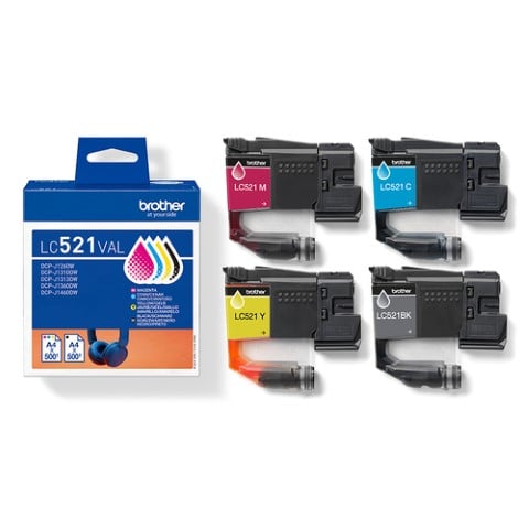 Imprimante multifonction Brother DCP-J1460DW 3 en 1 + Cartouches LC521 4 couleurs - 6