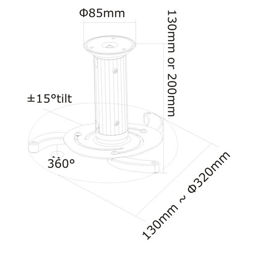 Proj Ceiling Mount h:8-15cm max 15kg Sil - Achat / Vente sur grosbill.com - 4