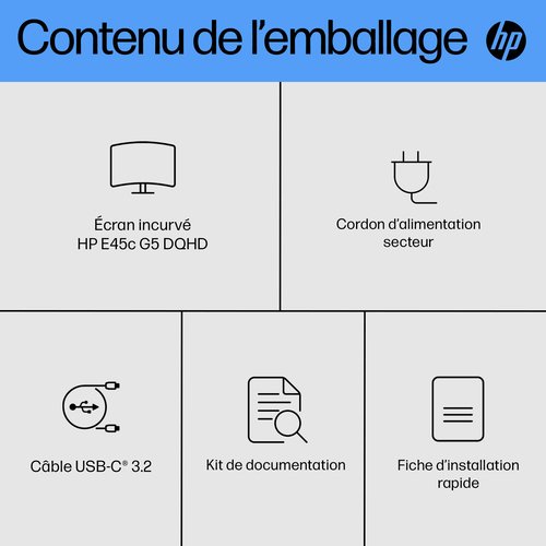 E45C G5 CURVED DQHD MONITOR - Achat / Vente sur grosbill.com - 12