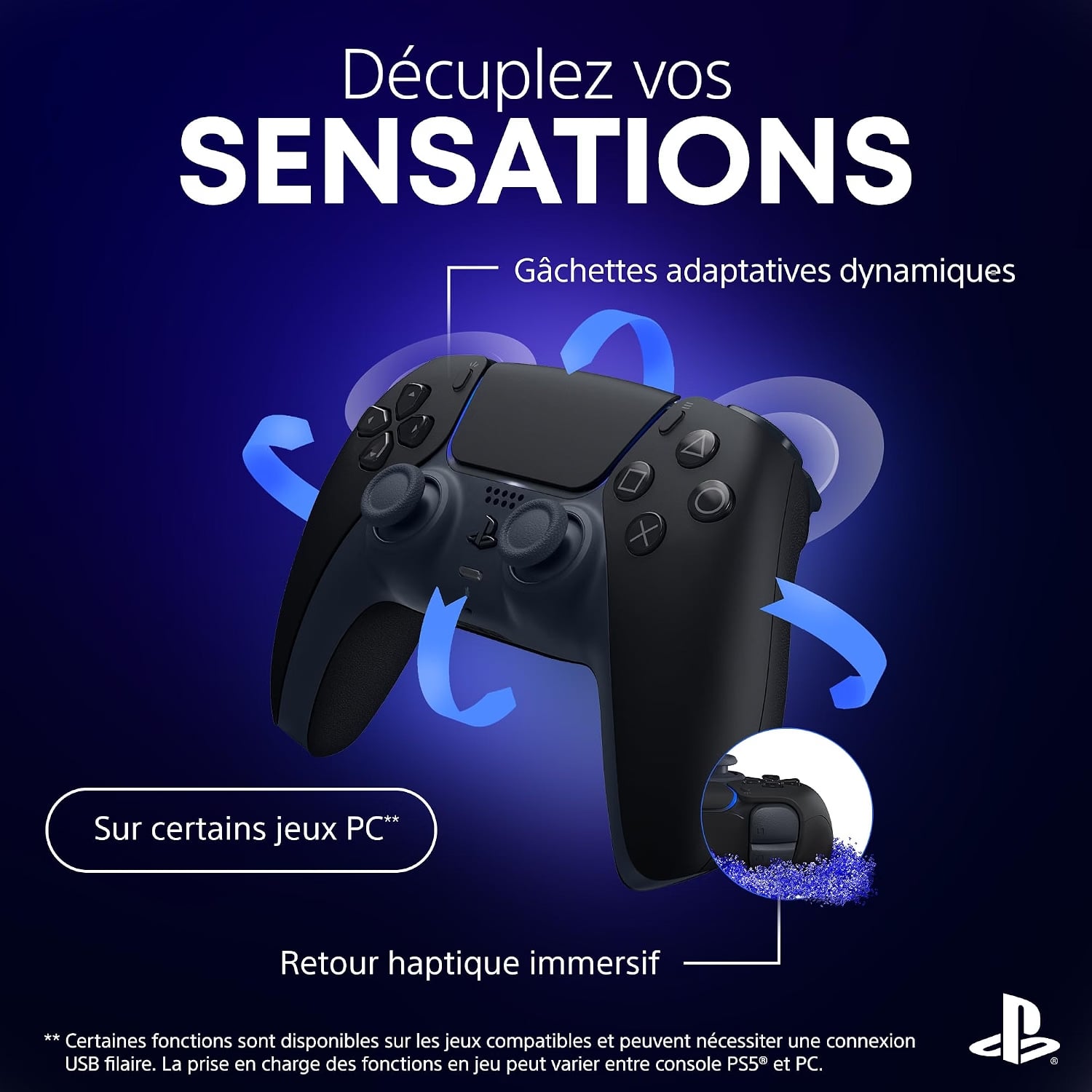 Sony Manette DualSense Midnight Black - Périphérique de jeu - 1