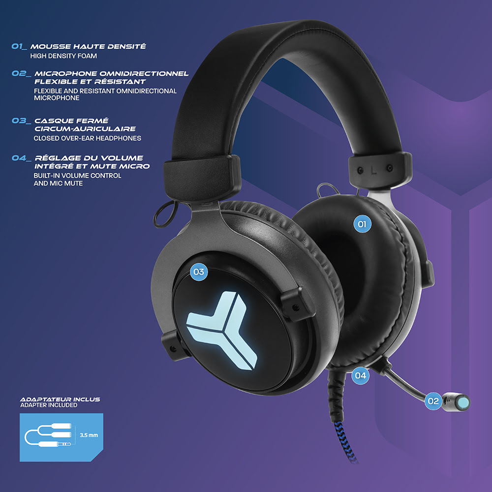 ELYTE HY-300 Stereo RGB - Micro-casque - grosbill.com - 4