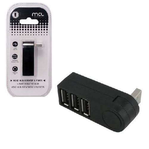 MCL Samar USB 2.0 3 port rotative hub without powe