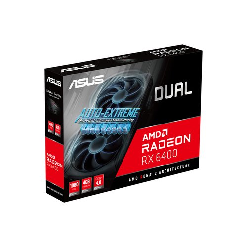 Asus ASUS DUAL-RX6400-4GB Dual AMD Radeon RX 6400 4Go GDDR6 PCIe 4.0 1xDP 1.4a 1xHDMI 2.1 - Carte graphique - 4