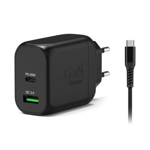 Port Chargeur mural GaN 65W - 2 ports + Câble USB-C 2m (902065EPEU) - Achat / Vente Chargeur sur grosbill.com - 0