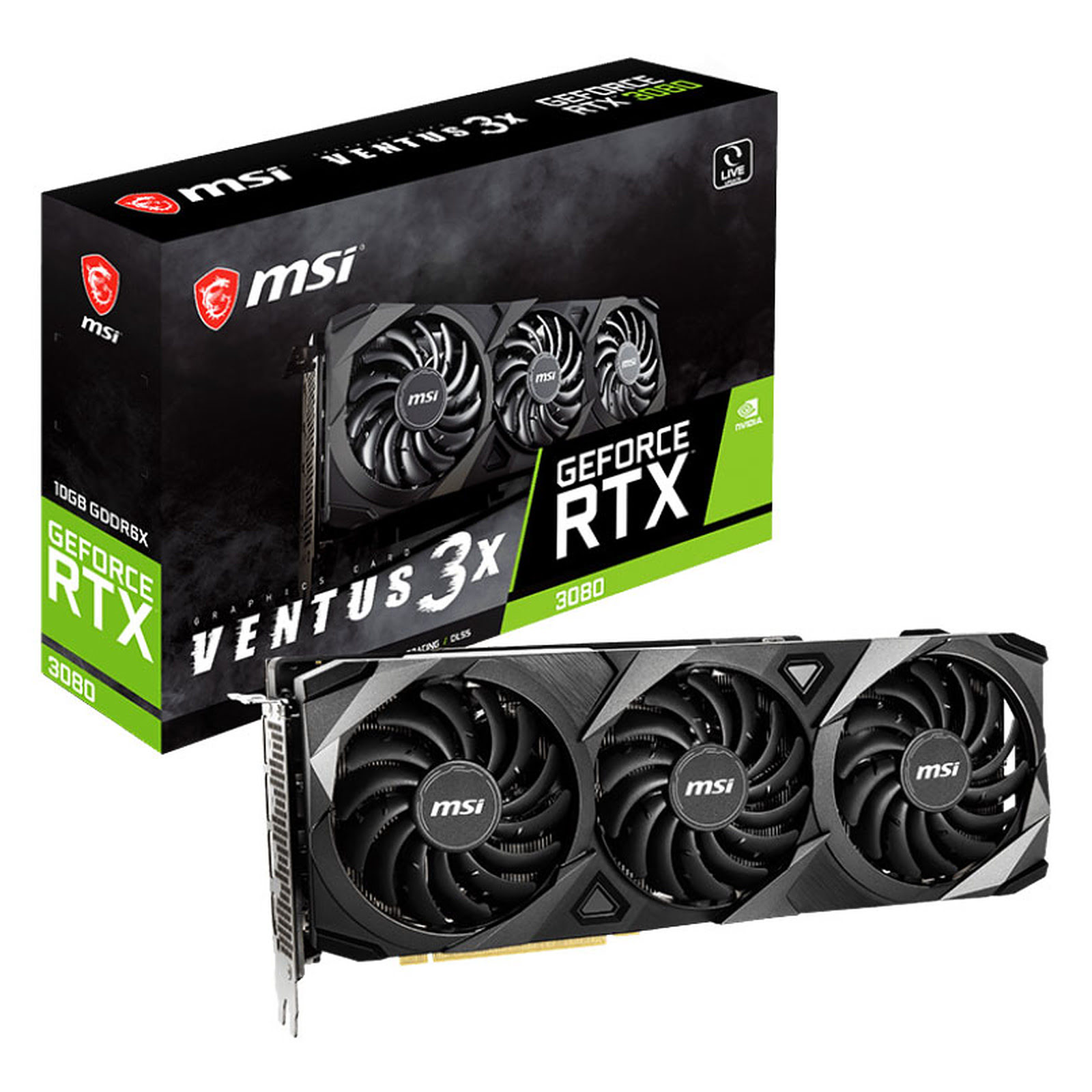 MSI RTX 3080 VENTUS 3X 10G OC LHR  - Carte graphique MSI - 0