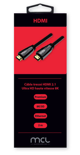 Câble HDMI 2.1 Highspeed + Ethernet mâle/mâle - 2m  - 1