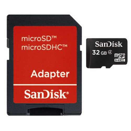 Sandisk Micro SDHC 32Go Class 4 + Adaptateur SD - Carte mémoire - 0