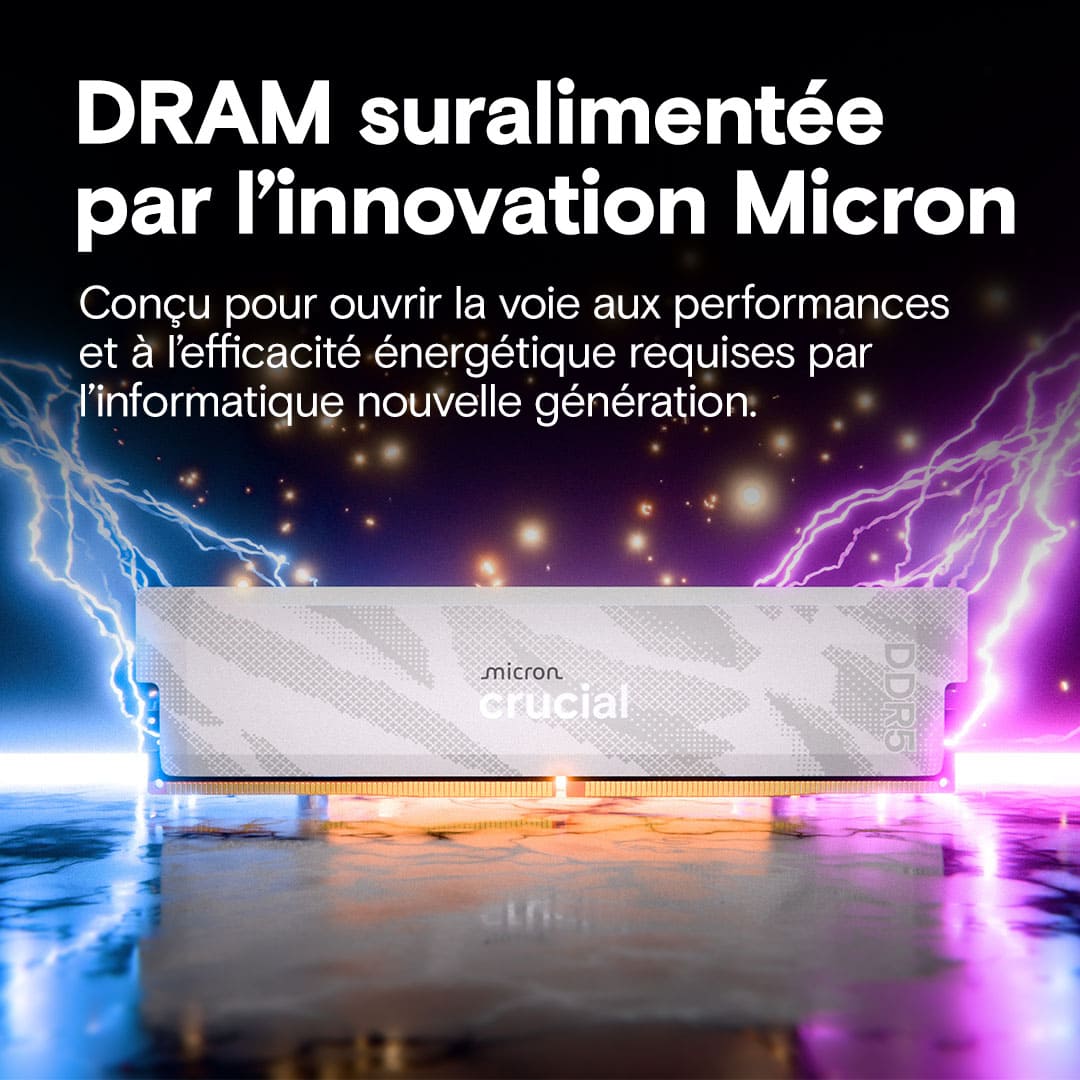 Crucial Pro OC 32Go (2x16Go DDR5 6400 PC51200) Blanc - Mémoire PC Crucial sur grosbill.com - 5