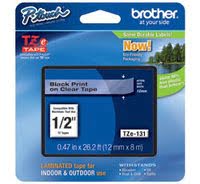 Brother Tape/12mm black on clear f P-Touch TZE