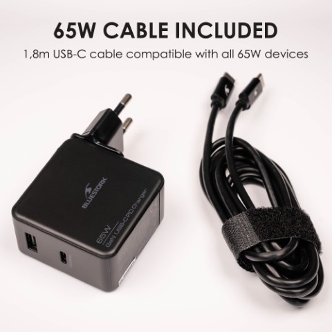 Alimentation universelle - Noir/USB/USB-C/65W - Bluestork - 4
