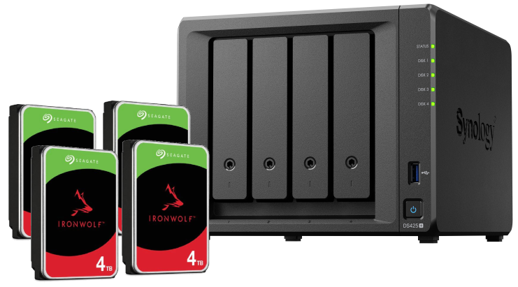 Serveur NAS Synology DS425+ - 4 Baies avec 4 disques de 4To IronWolf Grosbill