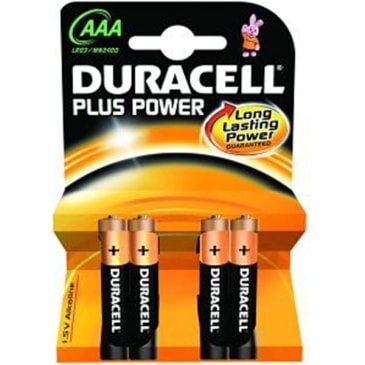 Lot de 4 Piles Alcaline 1,5V LR03 - Plus Power AAA - Pile Duracell - 0