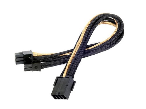 Silverstone Cable tressé PCIe-6+2-Pin CPU - 250mm GOLD/Black