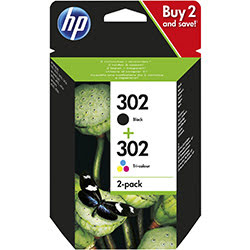 HP Pack Cartouches Noire + Couleurs 302 - X4D37AE