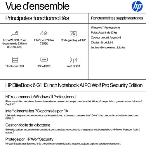 ELITEBOOK 6 G1 ULTRA U7-255U - Achat / Vente sur grosbill.com - 3