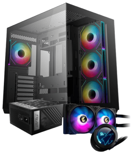 Deepcool CG530 4F Noir+MPG A1000GS PCIE5+WaterForce X 280 Noir - Boîtier PC - 0