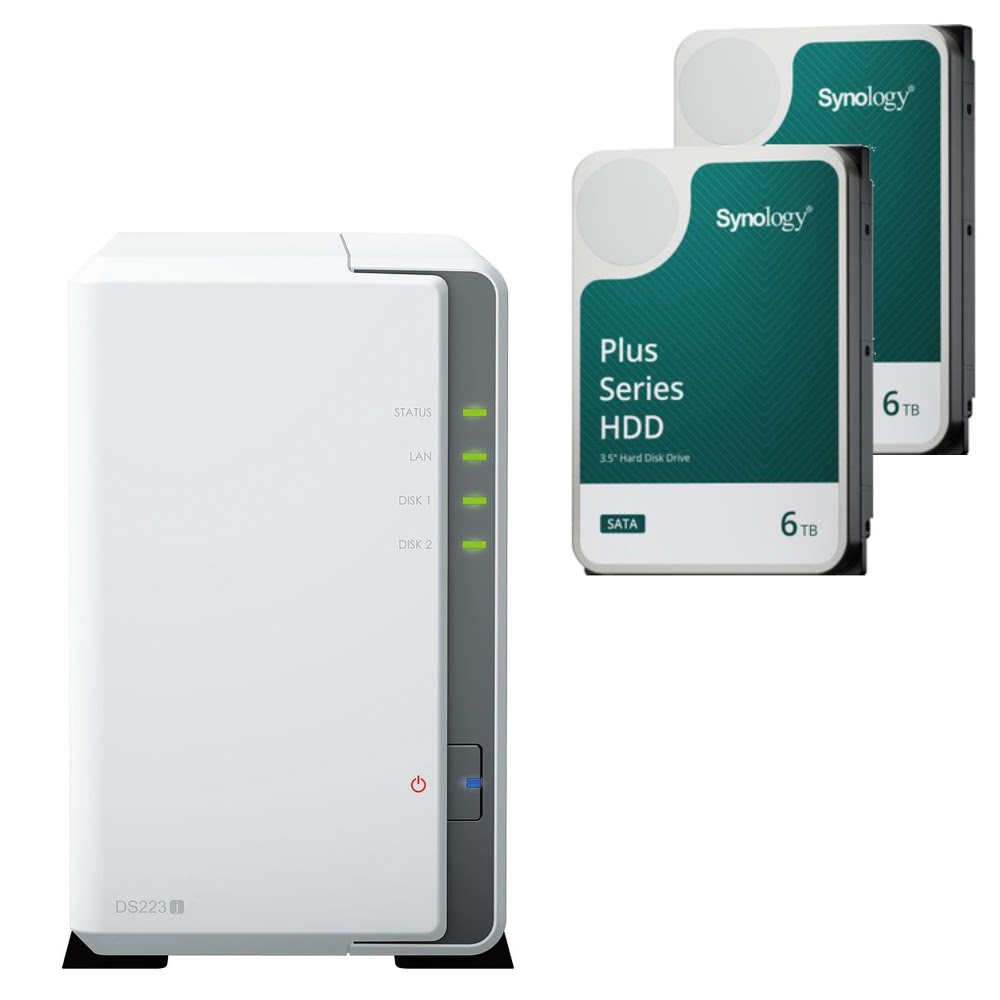 Synology DS223J 2 Baies avec 2 disques de 6 To - Serveur NAS