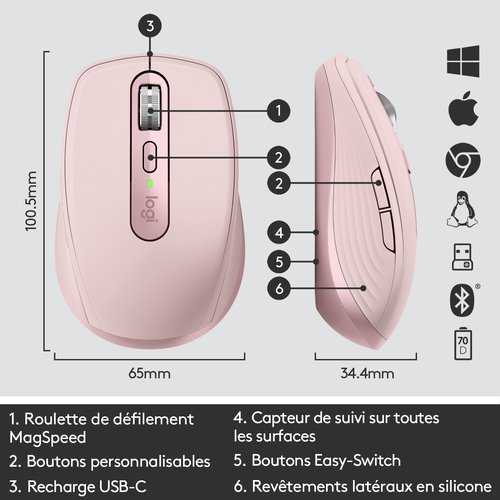 MX Anywhere 3 Rose - Achat / Vente sur grosbill.com - 6