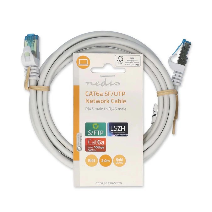 Câble RJ45 Cat6a S/FTP - 2m - Blanc - Connectique réseau - 0